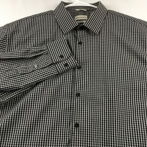 Lucky Brand Shirt Mens XL Black White Gingham Check Stretch Regular Button Down